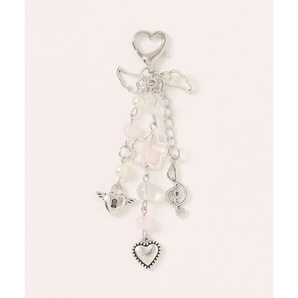 キーホルダー ビーズキーホルダー/ハートウィング