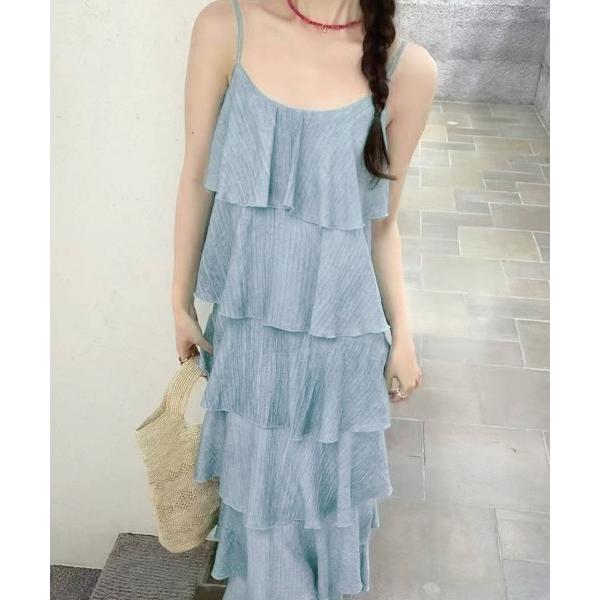 ワンピース フリルティアード キャミワンピ