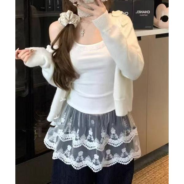 キャミソール レース切り替えキャミソール　パッド入り