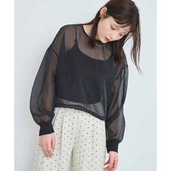 ブラウス シャツ コード付きシアープルオーバー レディース