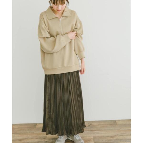 セットアップ ハーフジップトップス×スカートセット レディース
