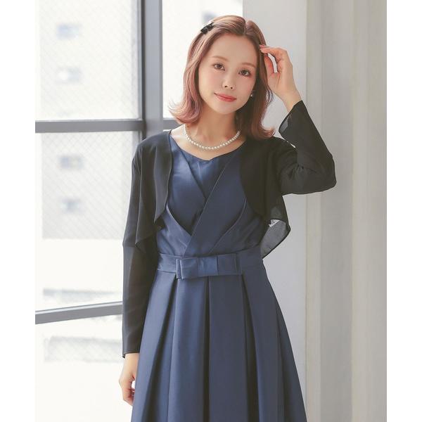 カーディガン ワンカラーシフォンショートボレロ結婚式お呼ばれ レディース