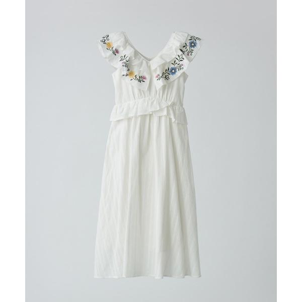 ワンピース flower embroidery onepiece／花柄刺繍フリルワンピース