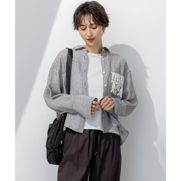 ブラウス シャツ 「洗える」LIBECO クロップド シャツ レディース