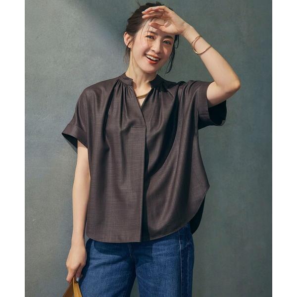 ブラウス シャツ 「接触冷感/UVカット」ドライスラブストレッチ スキッパー ブラウス レディース