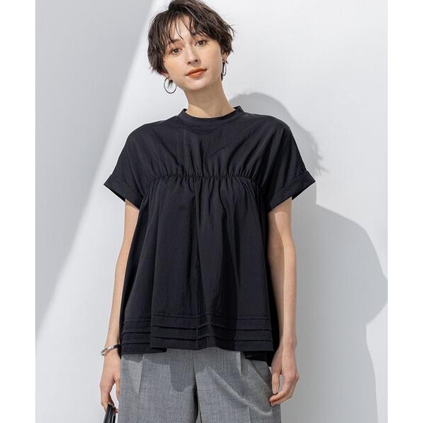 ブラウス シャツ 「撥水加工/洗える」シアーナイロンツイル ギャザー ブラウス レディース