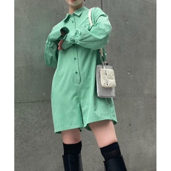 オールインワン STRIPE SHIRT ROMPERS レディース