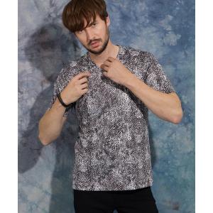 幾何学模様 総柄 Tシャツ メンズ ビッグシルエット オーバーサイス