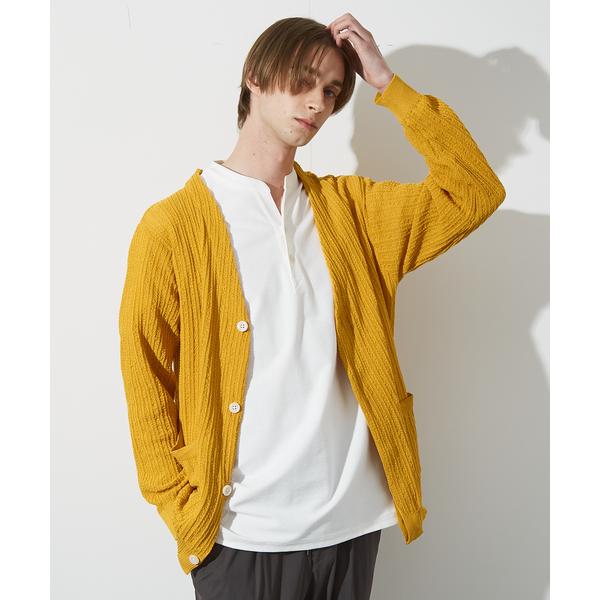 カーディガン 「メッシュニット」ドライタッチ 比翼 カーディガン / シアーカーディガン メンズ レ...