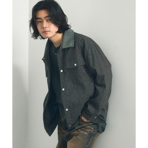 ブルゾン アウター Collar-switched zip-up work jacket / 襟切り...