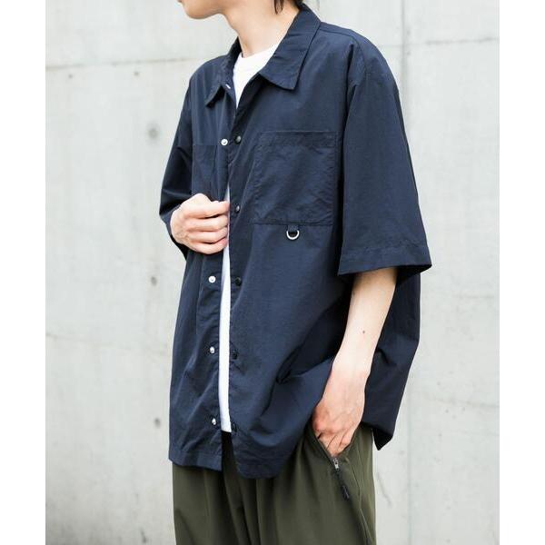 シャツ 「撥水/イージーケア/接触冷感/UVカット」タスランナイロンスナップボタン半袖シャツ メンズ