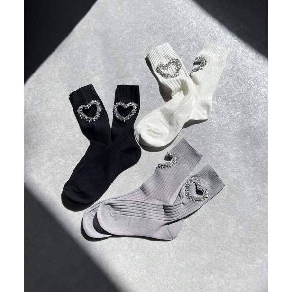 靴下 ハートビジューソックス レディース