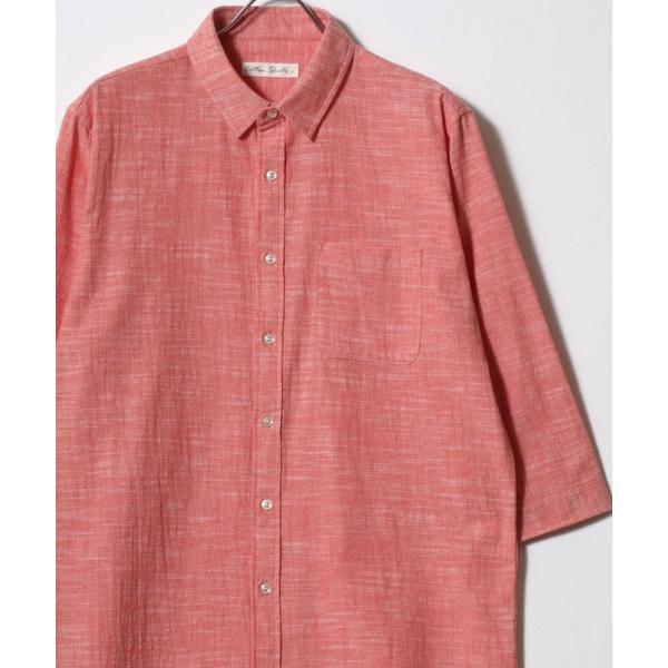 シャツ スラブ リネンライク 7分袖レギュラーカラーシャツ メンズ レディース