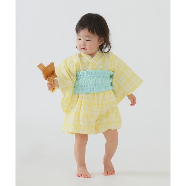 浴衣 「Aenak / アエナック」浴衣風甚平 ユニセックス (チェック柄)　80-90cm キッズ...