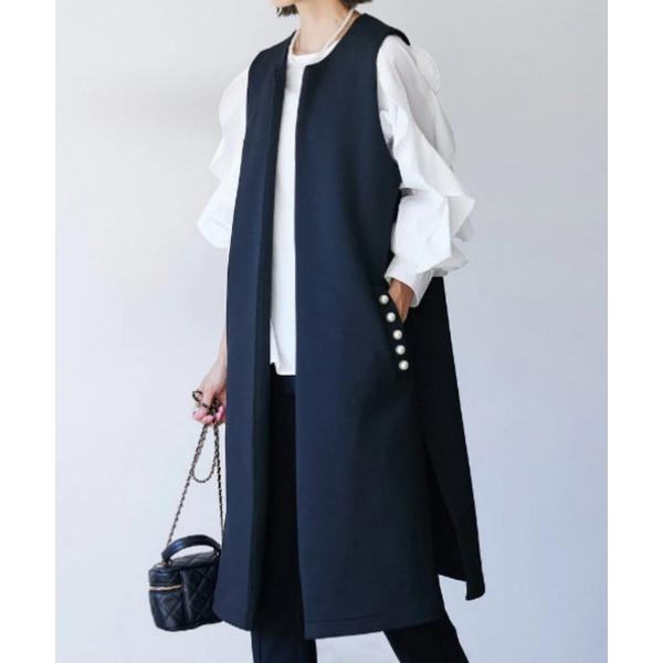 ベスト ジレ FReePLACe/パール付き ロングジレ X12444 レディース