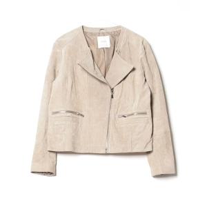 「MANGO」 レザーブルゾン X-LARGE ベージュ レディース