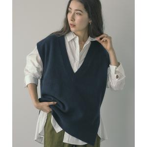 「saloon」 Vネックニット FREE ネイビー レディース