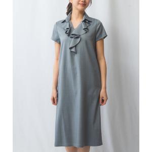 ワンピース 「NARACAMICIE」襟付きフリルワンピース