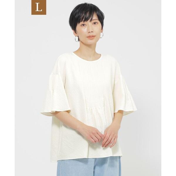 ブラウス シャツ 「L」「カタログ掲載品」「1枚で決まる」「ウォッシャブル」サッカーストレッチフレア...