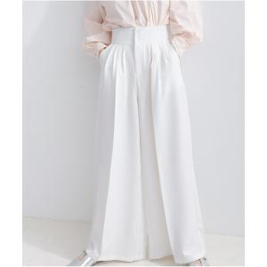 パンツ ボタンフライハイウエストワイドパンツ レディース