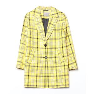 「asos」 チェック柄チェスターコート 2 イエロー レディース