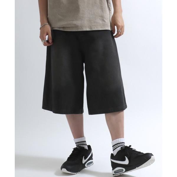 ジーンズ 12ozオーバーダイ デニムワイドハーフパンツ/バミューダパンツ/ジョーツ メンズ レディ...