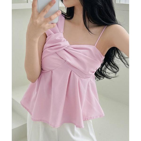 ブラウス シャツ アシンメトリー ツイスト キャミ ビスチェ レディース