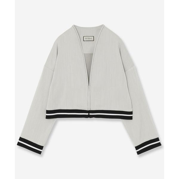 デニムジャケット gジャン 「セットアップ対応」ノーカラーデニムブルゾン レディース