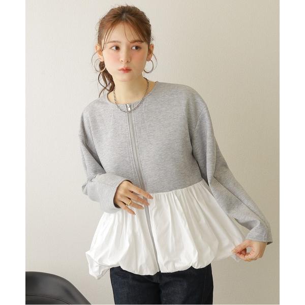 ブルゾン アウター balloon zip up pullover /異素材 バルーン ジップアップ...
