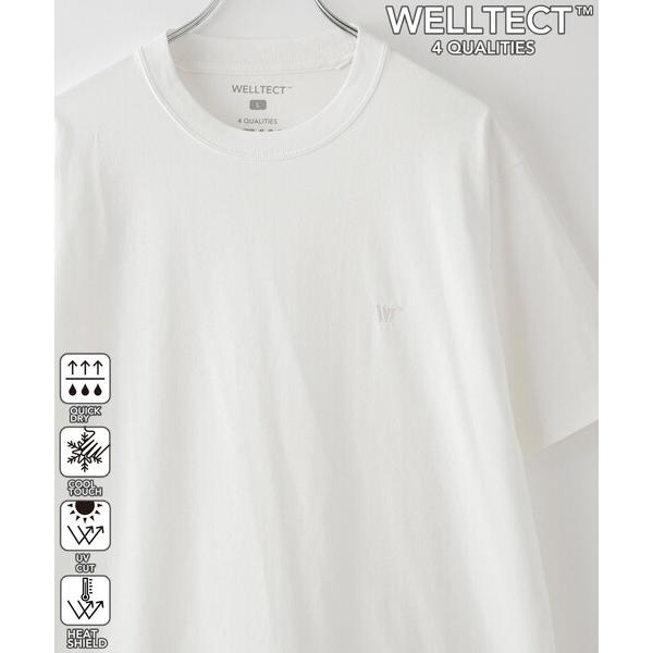 tシャツ 「WELLTECT」ロゴ刺繍Tシャツ　ー吸水速乾、接触冷感、UVカット、遮熱ー メンズ