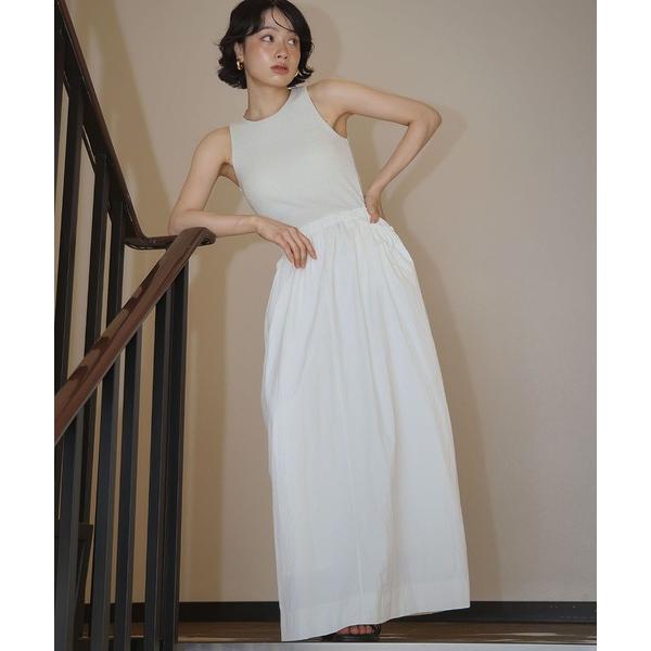 ワンピース カップ付きアメスリラメリブニットドッキングコクーンロングワンピース