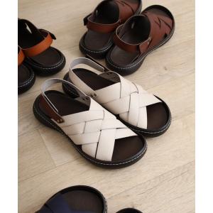 手染め編み込みサンダル レディース