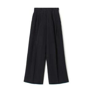 スラックス パンツ リネンレーヨンツイル タックワイドパンツ レディース