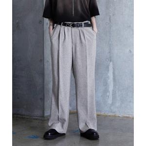 スラックス 「SERACE」Loose wide straight tweed slacks / ルーズワイドストレートツイードスラックス メンズ レ