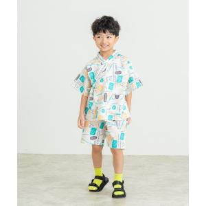 甚平 浴衣 ロゴ総柄甚平 キッズ 子供 男の子
