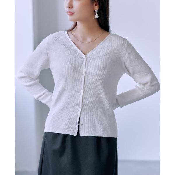 カーディガン スラブリブシェイプカーディガン 「低身長・小柄女性」 レディース