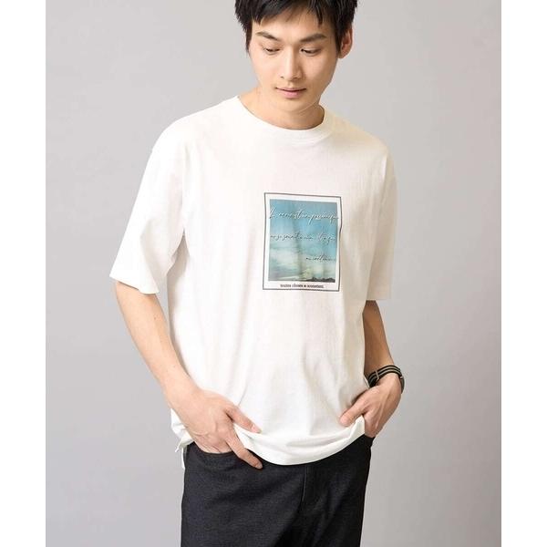 tシャツ 「接触冷感」スクエアプリントセミワイドシルエットカットソー メンズ