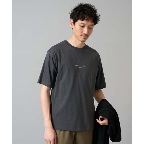 tシャツ 「接触冷感」ミニロゴプリントセミワイドシルエットカットソー メンズ
