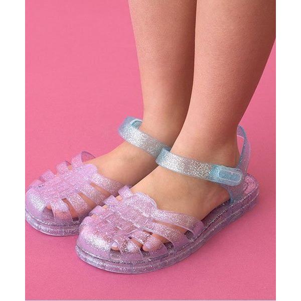 サンダル クリアラメバイカラーラバーサンダル キッズ 子供 女の子