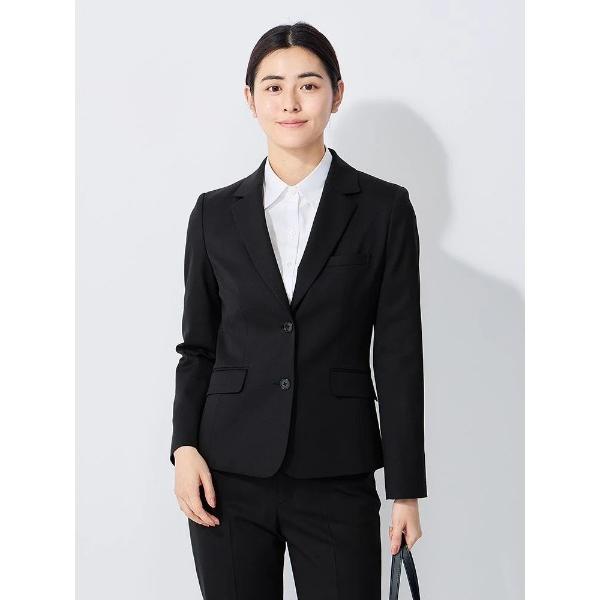 セレモニースーツ スーツ シルク混リクルートスーツ「撥水・撥油」テーラードジャケット　無地　ブラック...