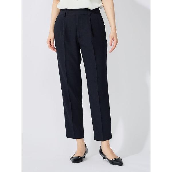 パンツ リネンライク「ボーテ・シルエット」テーパードパンツ　ブルー/ブラウン/ブラック/ネイビー レ...