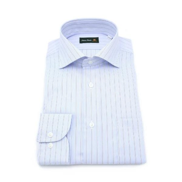 フォーマル シャツ 「高形態安定」長袖ワイシャツ セミワイド マルチファンクションシャツ ストライプ...
