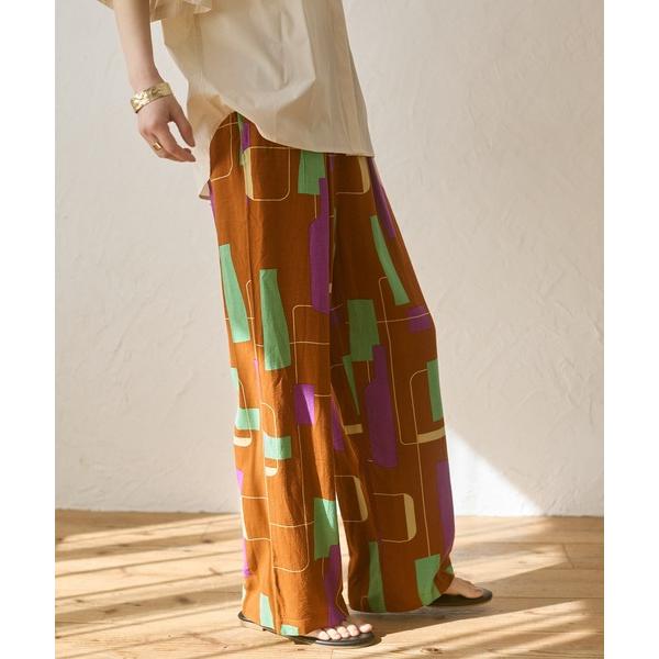 パンツ スラブプリント イージーパンツ レディース