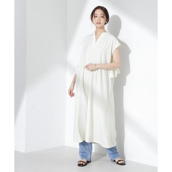 ワンピース リネンタッチバックフレアスキッパーワンピース