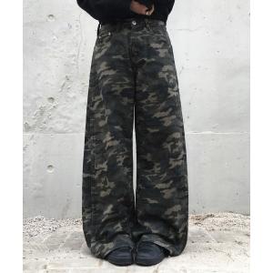 パンツ カモフラージュバックポケットワイドパンツ レディース メンズ