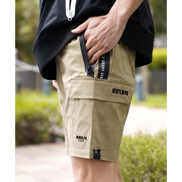 カーゴパンツ (RM)「LUXE/R GOLF」ストレッチ クロス サイドライン ショート カーゴパ...