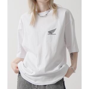 tシャツ 25SS「HONDA / ホンダ」ワンポイントプリント ボックスシルエット 半袖Tシャツ カットソー メンズ レディース メンズ レディース