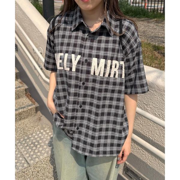 ブラウス シャツ アップリケチェックシャツ レディース メンズ