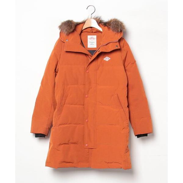 「DANTON」 刺繍ダウンコート 38 オレンジ レディース