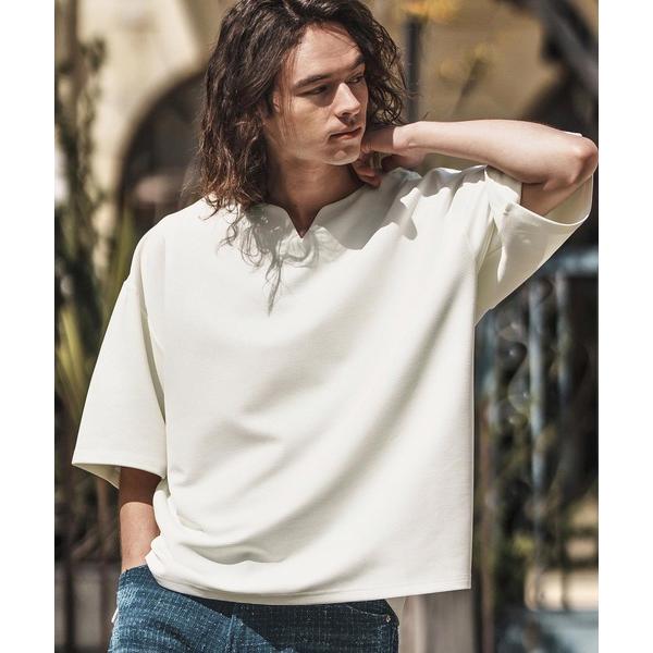 tシャツ mt9662-ルーズシルエットキーネックTシャツ メンズ